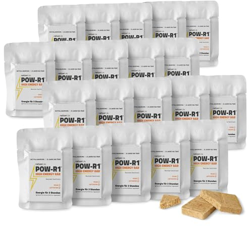 ration1 High Energy Bar 20er Pack - 60g Energieriegel hochkalorisch, vegan, laktosefrei, lang haltbar, für Outdoor, Camping, Langzeitvorrat, Prepper, Notfallnahrung, Survival & Krisenvorsorge
