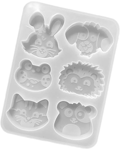 Moules en silicone à 6 cavités en forme d'animal pour résine époxy, savon, fondant, bonbons, gelée, gâteaux, chocolats