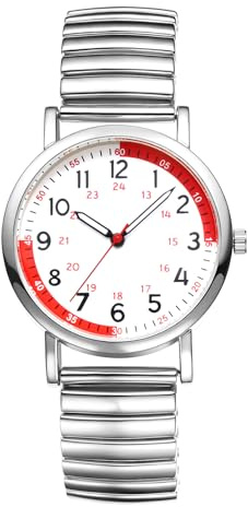 JewelryWe Paar Uhren Analog Quarz Pärchen Armbanduhr Klassisch Rechteckig Elastisch Legierung Armband Partner Freundschafts Uhr mit Römischen Ziffern/Digital Zifferblatt Gold/Silber