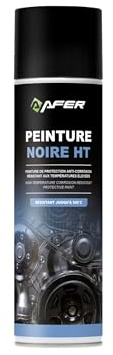 AFER - Peinture Haute Température Noire 500°C – Aérosol 650 ml – Anti-Corrosion, Adhérence Tous Métaux, Résiste à l’Humidité, Intempéries & Environnements Salins – Fabrication Française