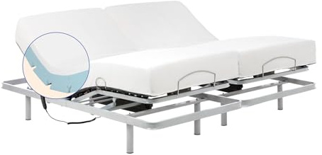 Geriafy – Elektrisches Doppelbett 160x200 cm mit Zwei Unabhängigen Lattenrosten | Memory-Foam-Matratzen mit Tencel-Bezug