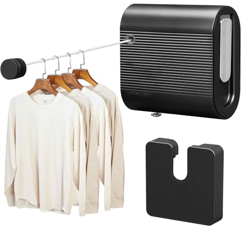 Filo per bucato allungabile in acciaio inox, 4,8 m, retrattile, filo per bucato interno, per il montaggio a parete per balcone e albergo