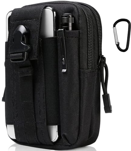 flintronic Bolsa Cintura Táctica, Bolso Cinturón Militar Compacto 1000D Nylon para Herramientas Pequeñas de Multiusos Teléfono Móvil al Aire Libre Deportes Senderismo y Camping, con Mosquetón