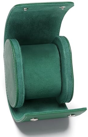 Xqzbmt Leather Watch Roll Single Travel Watch Case,Watch Box for Men Women Watch display Case,Holder,Organiser for Travel & Storage Green