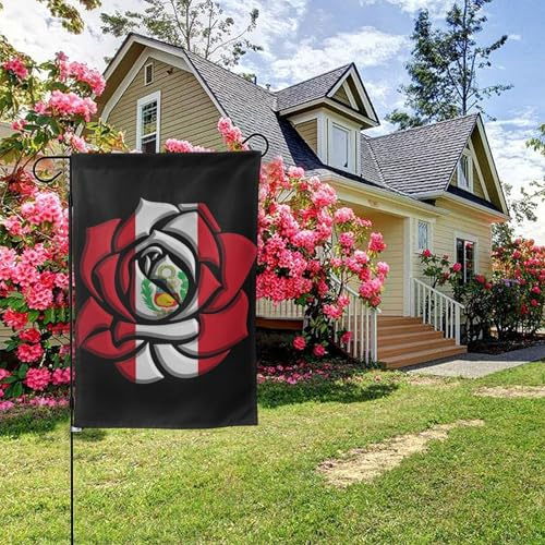 Bandera rosa de Perú de doble cara, 28 x 40 pulgadas, decoración para exteriores de jardín