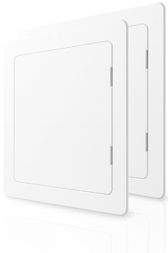 Proxinova Paintable Access Panels (Set of 2) 200x200 mm, High-Grade ABS Plastic Inspection Hatch, Fuse Box Cover Cabinet, Wall & Ceiling, Conceals Wires, Meters, Pipes, Fits Flush to Surfaces