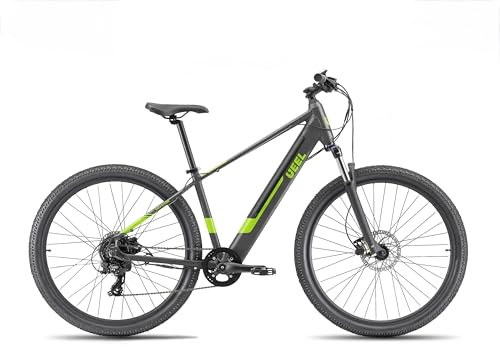 E-Bike Rockblazer 25 BlackGreen, Bicicletta Elettrica, Motore 250W, Fino a 25 Km/h, Batteria estraibile 36V 10.4Ah, Autonomia fino a 90 km, Cambio Shimano 8 marce, Ruote da 29’’ con freni a disco