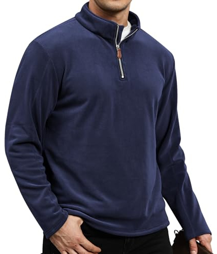 Suwangi Felpa Uomo Felpa in Pile Giacca Felpa a Maniche Lunghe Inverno Calda Pile Felpa 1/4 Zip Sweat