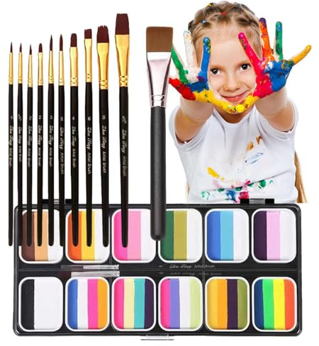 Kit De Pintura Facial íris - 12 Colores | Pintura Profesional Para Rostro | Y Cuerpo | Maquillaje Lavable Para Maquillaje Facial, Disfraces, Festivales, , Teatro, Hombres, Mujeres Y Niños