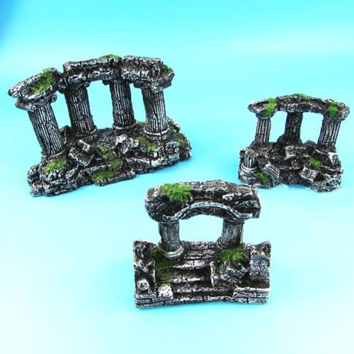Aquarium Roman Column Ruins Ornament, Artificial Stone Castle Decor with Ancient Pillar Style, Underwater Landscape Decoration for Fish Tank Aquascape, Freshwater Saltwater Aquariums