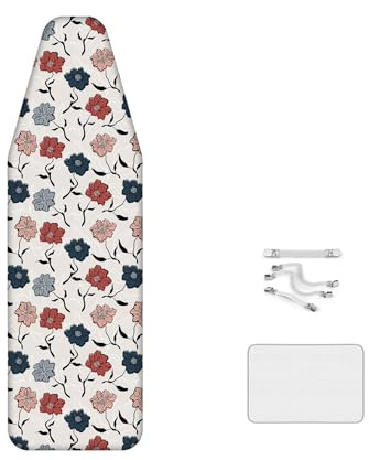 Copriasse da Stiro In Puro Cotone, Design 2 In 1, con Chiusure, Copriasse di Ricambio 61.81 X 22.83 Pollici, Adatto per Assi da Stiro A Vapore di Grandi Dimensioni