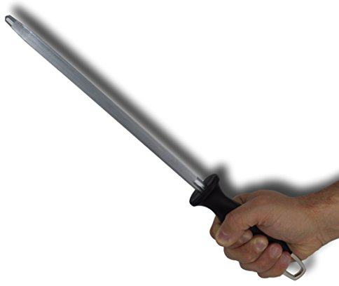 25cm Knife Sharpening Steel/Honing Steel. Hardened & Mangetised High Chrome Steel With Square Hanging Eye & Weighted, Easy Grip Handle to keep Kitchen Knives and Commercial knives Sharpe. By Taylors Eye Witness