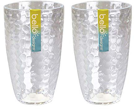 Bello Set of 2 Tall Clear Re-usable Plastic Tumbler Ideal for Picnics, BBQs & Parties