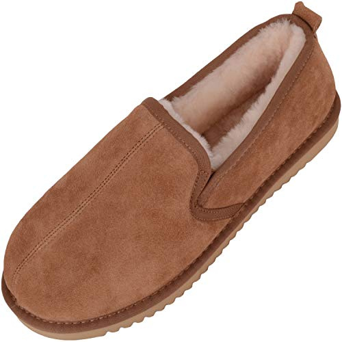 SNUGRUGS Sheepskin - Hard Sole, Herren Warmgefütterte Hausschuhe, Brown (Chestnut), 39/40 EU (UK 6)