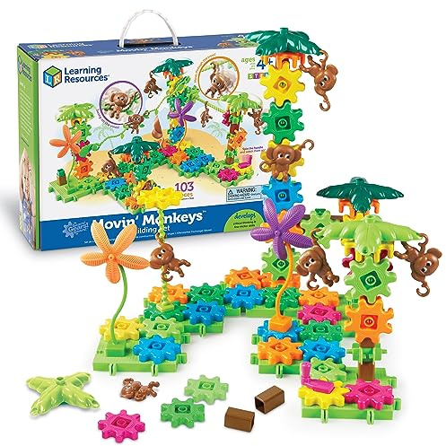 Learning Resources Gears Movin' Monkeys Building Play Set, STEM Activities, Fine Motor Skills, Toddler Explorer Kit, Science and Construction, Boys and Girls Gifts, Ages 5 and Up