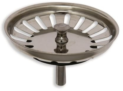 Schläfer 439720 | Bouchon universel en acier inoxydable pour évier de cuisine, avec filtre à panier fermaris Ø 83 mm, goupille de raccord Ø 8 mm, lot de 2 pièces