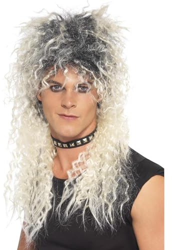 Smiffys Hard Rocker Wig, Blonde Long Tousled, 1980's Fancy Dress, Adult Dress Up Wigs