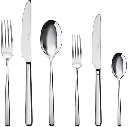 Sambonet 52513-83 Linear - Set di Posate da Tavola Monoblocco in Acciaio Inox 18/10, per 6 persone, 36 pezzi: 6 forchette, 6 cucchiai, 6 coltelli, 6 forchette frutta, 6 coltelli frutta, 6 cucchiaini
