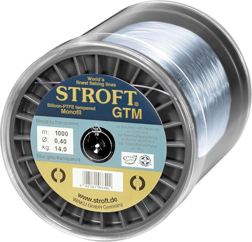 STROFT GTM 1000 m Monofile Angelschnur 0.03 mm bis 0.575 mm Blaugrau transparent