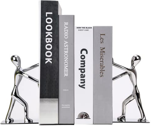 MerryNine Robuste Kung-Fu-Mann-Buchstützen aus Edelstahl, Buchstütze aus Edelstahl, kreativer Buchschutz aus Metall für die Dekoration der Heimbüro-Bibliothek, modisches Geschenk