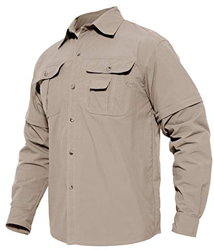 MAGCOMSEN Secado rápido Transpirable umwandel Bar para Hombre Camisa de Manga Larga para Senderismo Trabajo Militar Protección Solar