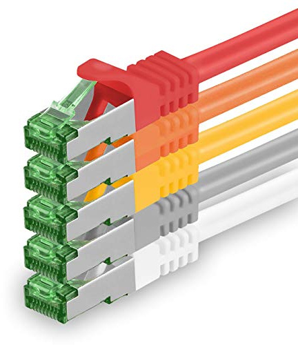 1aTTack.de Câble Réseau Cat7 Cat 7 10 GB/s - 5x 1,5m - RJ45 Ethernet LAN DSL Routeur Modem - 5 couleurs 01