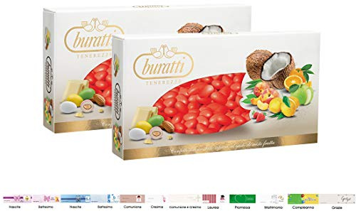 Buratti Confetti Mix Frutta  Tenerezze  Rosso 2 kg + 100 Bigliettini