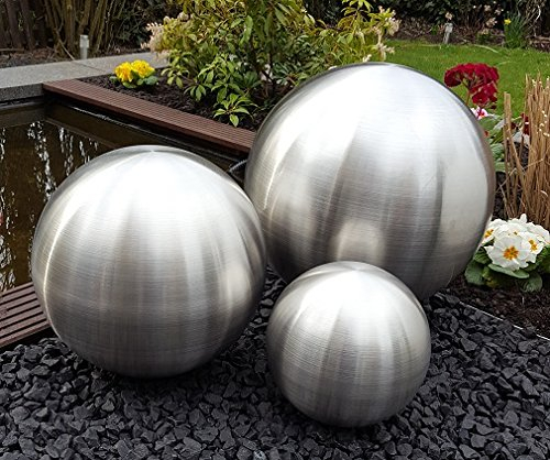 garten-wohnambiente Dekokugel 3er Set aus Edelstahl 30/20/10 cm matt gebürstet Dekorationskugel Edelstahlkugel