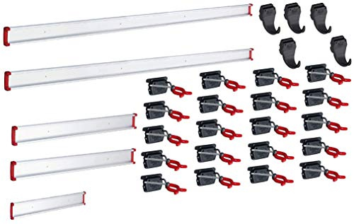 BRUNS Gerätehalter-Set - 20 Gerätehalter 5 Haken Führungsschienen 2x100cm 2x50cm 30cm