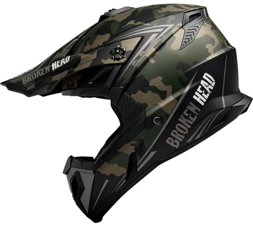 Broken Head Motocross-Helm Squadron Rebelution Camouflage | Leichter MX-Helm, Für Quad, Supermoto, Enduro, Motorradhelm MX - Mit Doppel-D & Ratschenverschluss - Verschiedene Farben