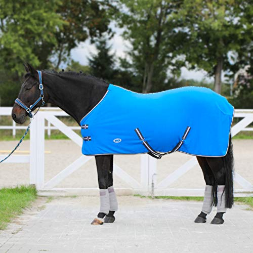 York Polarfleecedecke Abschwitzdecke Fleecedecke Pferdedecke Britta m. Kreuzgurt (95 cm, blau)