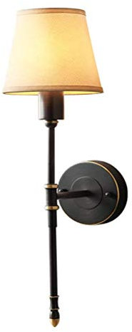OOWOKS Modern Elegant Wandleuchte Messing Innen Minimalistischen Klassisch Wandlampe Schwarz Nachttischlampe mit Stoff Schirm E14 Fassung für Schlafzimmer Wohnzimmer Hotel Flur Cafés