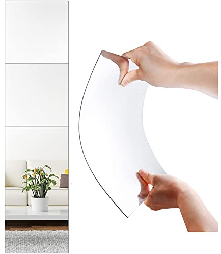 SLDIYWOW Wall Mirror Full Length, 4Pcs Full Body Mirror for Bedroom, Safety Unbreakable Mirror Great for Baby Kids Toddler, Full Body Mirror Tiles for Bedroom, Home Gym, Living Room