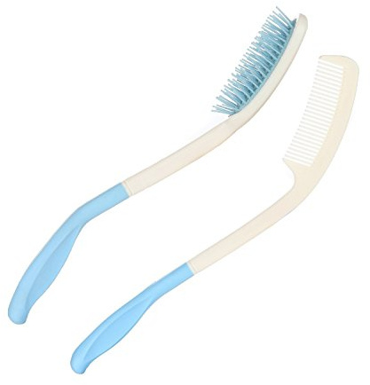 Makihoma Long Reach Handled Comb and Hair Brush Set