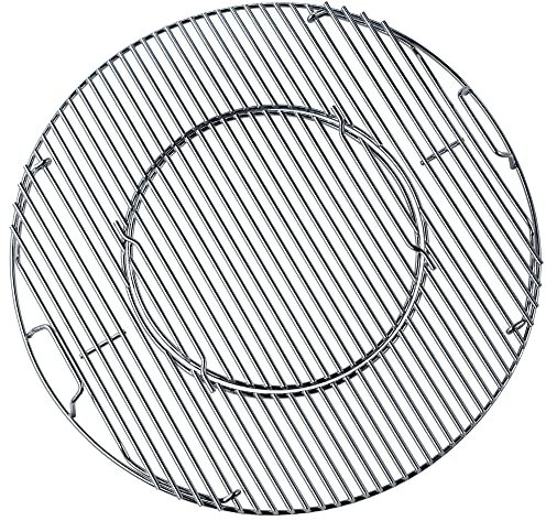 FLAMMBURO Griglia rotonda per barbecue Ø 57/54,5 cm – disponibile anche in 47/44 cm – in acciaio cromato, griglia per pizza e padella (dispositivi 57 cm/54,5 cm)