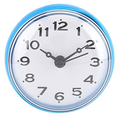 Nikou Wanduhr, Dusche Uhr Mit Saugnapf, wasserdichte Saugwand Fensterspiegel Runde Duschuhr für Badezimmer Küche (Blau)
