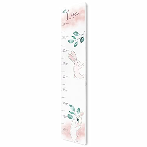 Kinder Messlatte aus Holz mit Namen & Wunschtext personalisiert - niedliche Kindermesslatten mit versch. Motiven - Messleiste für Baby o. Kinderzimmer - Mädchen oder Jungen Meterstab