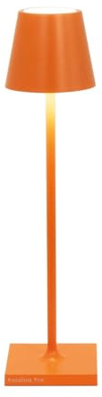 Zafferano, Poldina Micro, Lampada da Tavolo Ricaricabile e Senza Fili con Controllo Touch, Adatta per Salotto ed Esterni, Dimmer, 2200-3000 K, Altezza 27,5 cm, Colore Arancio