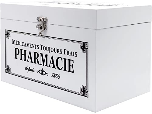 Maison Des Cadeaux Boîte de premiers secours en bois de style français – Organiseur de pharmacie vintage