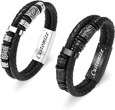 QGJNSGC Urnen Armband für Asche Doppeltes geflochtenes Lederarmband für Asche Perlen Leder Cord Armband Manschette Armreif für Männer Gedenk Urne Schmuck Beerdigung Keepsake Geschenk