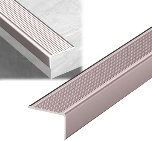 LIYI929GP Antirutsch Treppenkantenprofil | Aluminium Eloxiert | Schwarz Silber Gold | Winkelprofil Profil Arbeitsplatte Abschlussleiste 90cm Stufenkantenprofil | EinfachsZuInstallieren | Wasserdicht