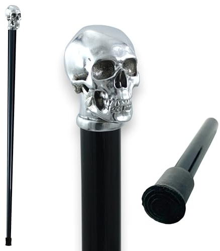 959 Handgefertigter Gehstock aus schwarzem Holz mit ziseliertem Metallgriff, 97 cm, Belastbarkeit 135 kg – Elegantes Geschenk für Damen, Herren und Senioren, Made in Italy