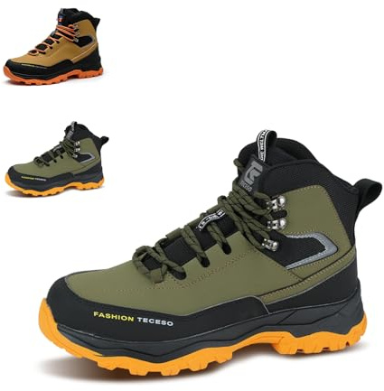 ZZBIQS Steel Toe Work Boots for Men, Military Working Safety Shoes Comfortable Puncture Proof Waterproof Shoes (Blk/Army, Size 8)