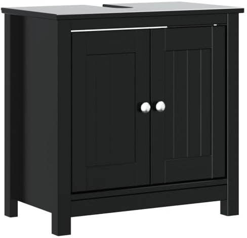 vidaXL Mobile Lavabo da Bagno Berg Nero 60x34x59cm Legno Massello Pino, Mobile da Bagno, vanità da Bagno, Mobile lavabo autoportante