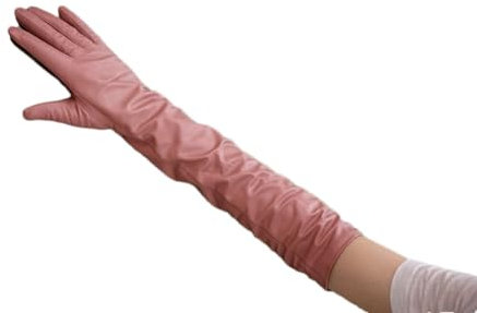 Hgvcfcv Damen-Handschuhe aus echtem Leder, warm, modisch, Überlänge, rosa, Party, Abendhandschuh, 6, 60cm-XXL