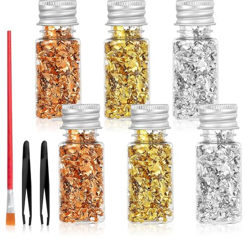 Foglie Oro Foglia d'oro Edibile Scaglie per Decorazioni Fiocchi 6 Bottiglia