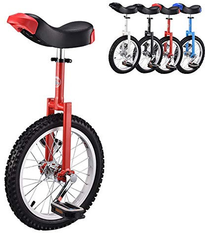 LoJax Trainer-Einrad für Kinder/Erwachsene, 16-Zoll-Einsteiger-Trainer-Einrad für Kinder, höhenverstellbar, Rutschfester Butyl-Bergreifen, Balance-Radfahren, Heimtrainer, belastbar bis 150 kg (rot)