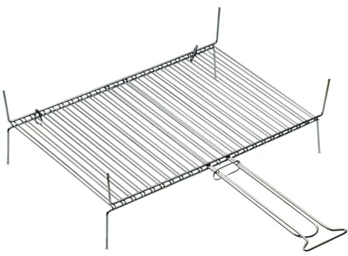 Marvin Graticola Griglia Accessori Rettangolare Camino Brace Barbecue da Campeggio Balcone Giardino Esterno Carbonella Doppia con Piedini Manici Acciaio Cromato Alimenti Hamburger (45x50)