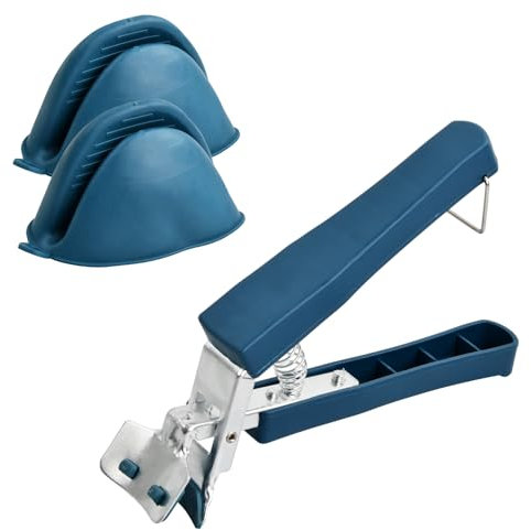 Anti Scald Hot Plates Gripper Cooking Tong Stainless Steel Bowl Clip with Silicone Oven Gloves Heat Resistant for Kitchen Cooking Air Fryer Microwave