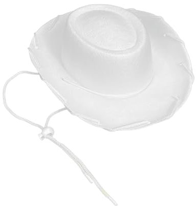 F Fityle Western Cowboyhut Kostüm Dekor Accessoire für Urlaub Camping Wandern Damen Herren, Weiss